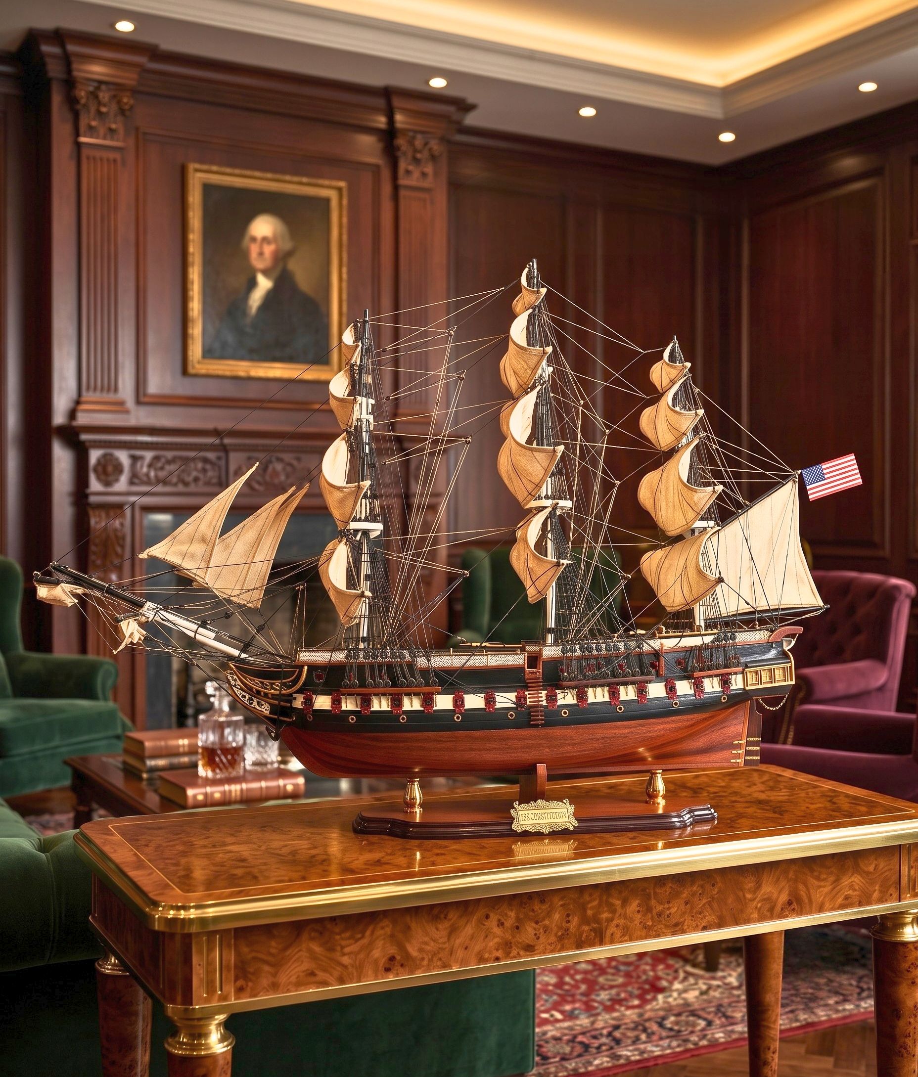Olbrzymi Model Żaglowca USS Constitution 100cm – Ekskluzywna Dekoracja Marynistyczna i Prestiżowy, Żeglarski Prezent